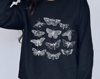 Cottagecore Sweater Moth Shirt, Dark Academia Goblincore, Memento Mori Alt Clothing