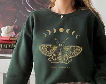 Moth Shirt, Dark academia Shirt, Cottagecore Sweatshirt, fairy grunge t shirt, goblincore clothing