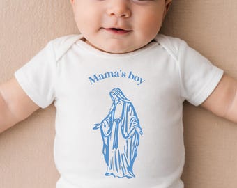 Mama’s Boy Shirt for Baby Baptism Gift Idea Baby Shower Gift Boy Outfit Gift idea for Baby Boy Catholic Newborn Outfit Church Baptism Outfit