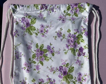 Purple Flower String Bag