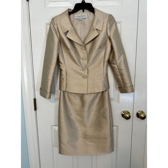 Vintage Lillie Rubin Champaign Two Piece Suit Silk Wool Waist Etsy
