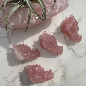Rose Quartz Dragon Head Crystal Carving