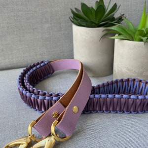 Bag strap leather with paracord, bag strap, carrying strap - braided, purple / lilac-blue