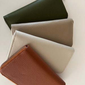 Cartera de cuero - Natural - Beige - Cremallera Mujer Tarjeteros con monedero Monedero Regalo para ella