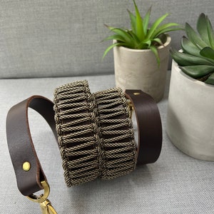 Bag strap leather with paracord, bag strap, carrying strap - braided, brown