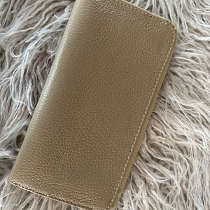 Leder Brieftasche - Taupe - dunkles Beige - Frauen Reißverschluss, Kartenfächer mit Münzfach, Portemonnaie, Geldbeutel, Geschenk für sie