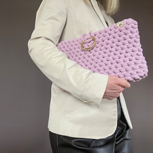 Cartera, clutch, bolso crochet, minimalista, cordon algodon, billetera, regalo, bolso macrame