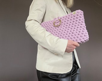 Handtasche, Clutch, Häkeltasche, minimalistisch, Baumwollkordel, Brieftasche, Geschenk, Makramee Tasche