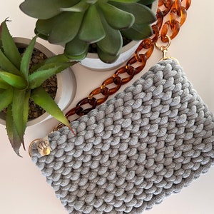 Handtasche, Clutch, Häkeltasche, minimalistisch, Brieftasche, Geschenk,