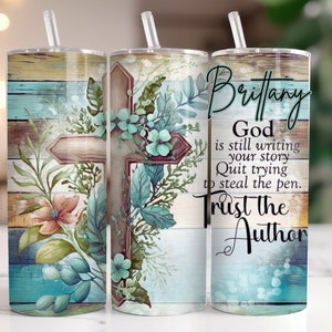 Christian Personalized Tumbler with Straw, Faith Travel Tumbler For Women, Religious Gift for Mom, Mother&#39;s Day Affirmation Gift Mug 20 oz