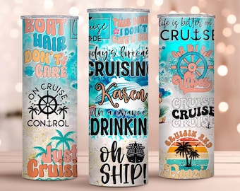 Cruise Personalized Skinny Tumbler with Lid, Wine Tumbler, Cruising Drink Tumbler, Vacation Cruise Travel Tumbler, Family Trip Souvenir Mug