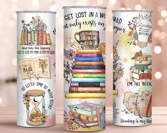 Book Lover Skinny 20oz Tumbler, Librarian Travel Tumbler, Bookworm Reading Cup, Librarian Gift, Bookaholic Mug, Teacher Book Coffee  Tumbler