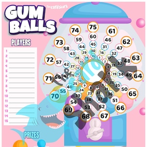 Gum Balls Bingo Game Card (Straight, Mixed and Blank)