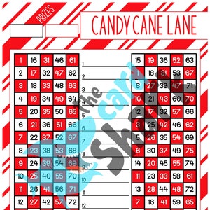 Tarjeta de juego de bingo navideño Candy Cane Lane