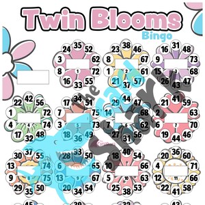Cartão de jogo de bingo Twin Blooms com 10 números