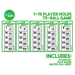Groene dubbele actie: bingokaartspel voor 15 spelers Hold