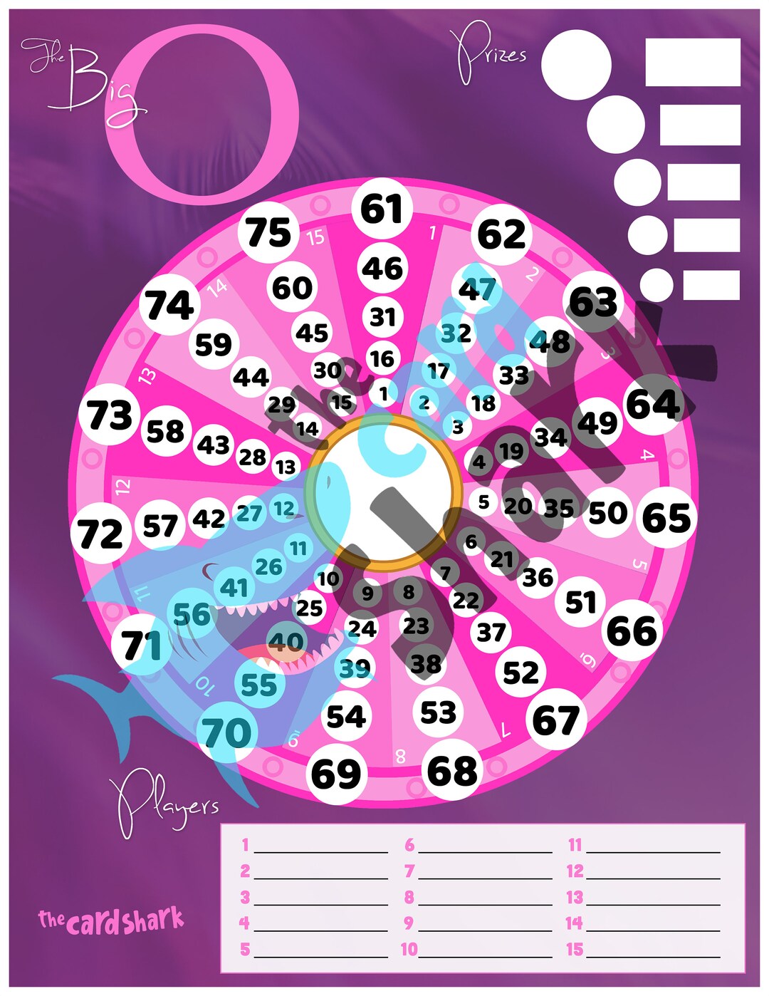 The Big O Bingo Game Card (straight, Mixed and Blank) - Etsy