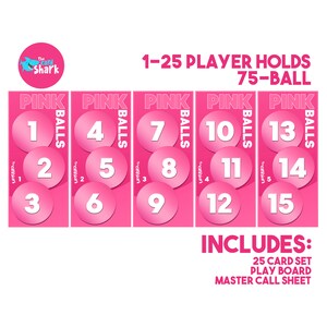 PINK Balls - Jeu de cartes de bingo pour 25 joueurs