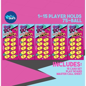 Back To The 90s - Juego de bingo con cartas de doble acción para 15 jugadores