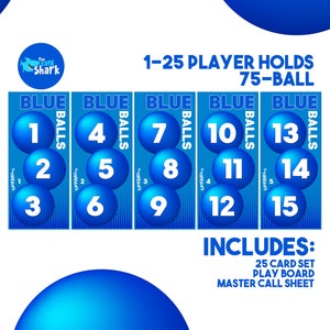 BLUE Balls - Jeu de cartes de bingo pour 25 joueurs