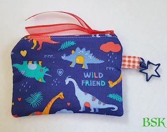 Dinosaur Friend Print Keychain Coin Purse - Ethically Made in Ireland - Gift