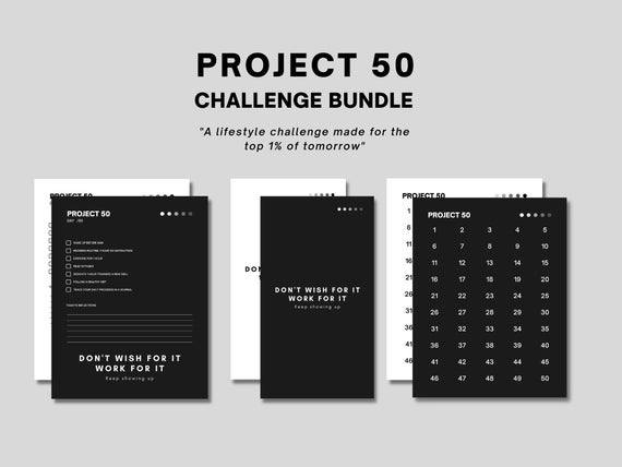 PROJECT 50 Challenge Bundle Habit Checklist Calendar Etsy PROJECT 50 Challenge Bundle Habit Checklist Calendar Etsy