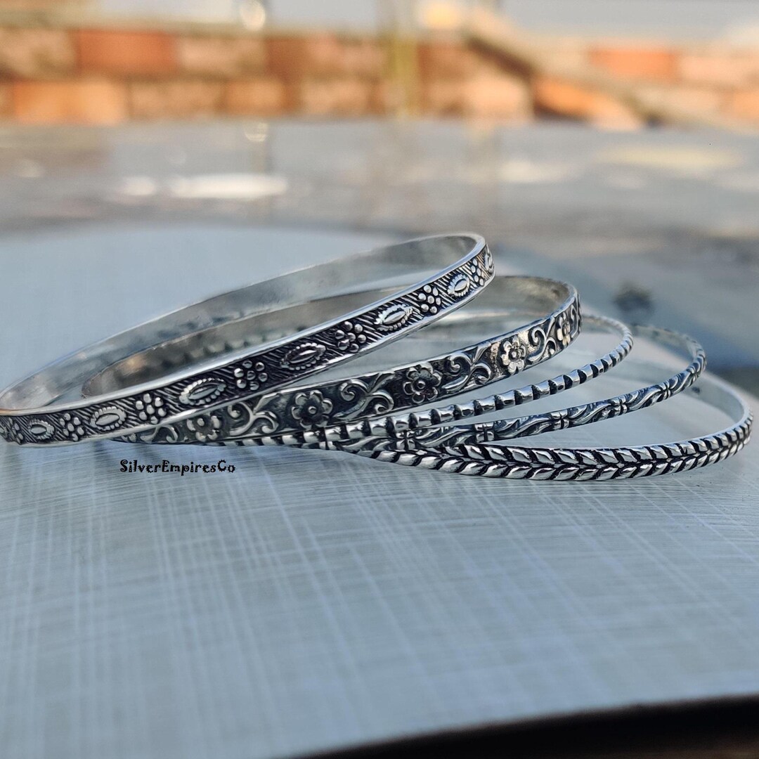 Designer Silver Bangle, 925 Sterling Silver, Handmade Silver