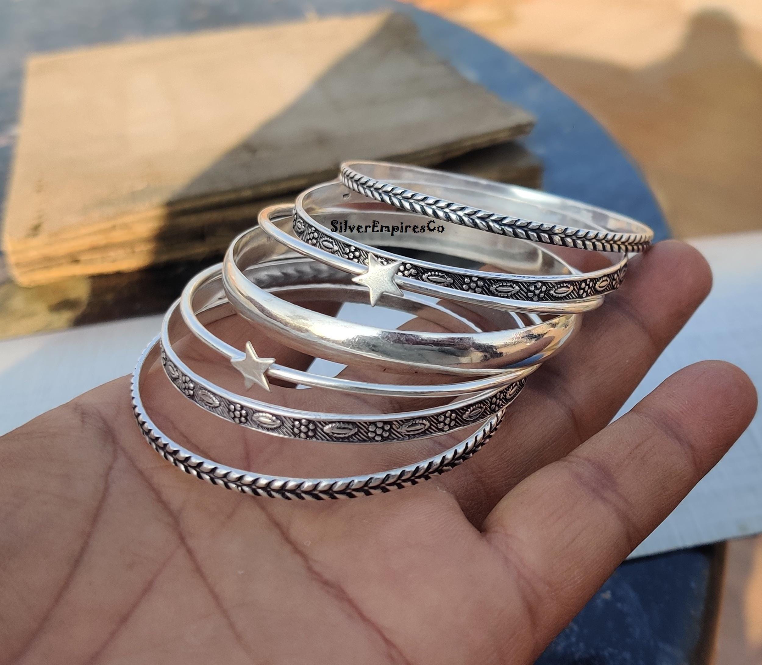 Indian silver bangle - Etsy 日本