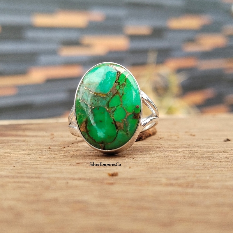 Large Green Turquoise Fan Ring main image 1