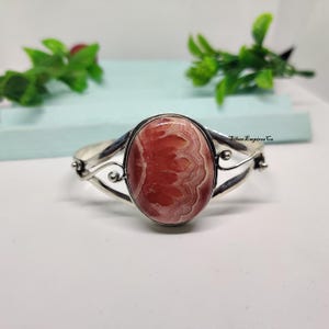 Rhodochrosite Cuff Bangle, 925 Sterling Silver, Gemstone Bangle Bracelet, Women Wear Bangle, All Occasion Gift, Wedding Gift, Charm Bracelet