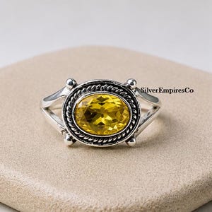 Yellow Citrine Ring, 925 Sterling Silver, Gemstone Statement Ring, All Occasion Gift, Birthstone Jewelry