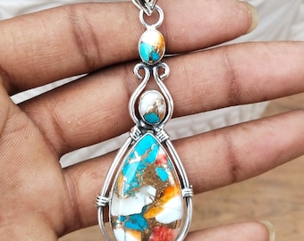 Designer Oyster Turquoise Pendant, 925 Silver Pendant, Women Pendant, Event Gift Pendant, Boho Pendant, Handmade Pendant, Amazing Pendant&#39;s.