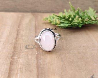 Rose Quartz Gemstone Ring, 925 Sterling Silver, Handcrafted