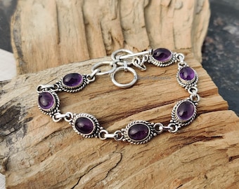 Purple Amethyst Bracelet, Solid 925 Sterling Silver Bracelet, Wedding Bracelet, Promise Bracelet, Gift For Wome, Silver Jewelry, Gift HerQ22