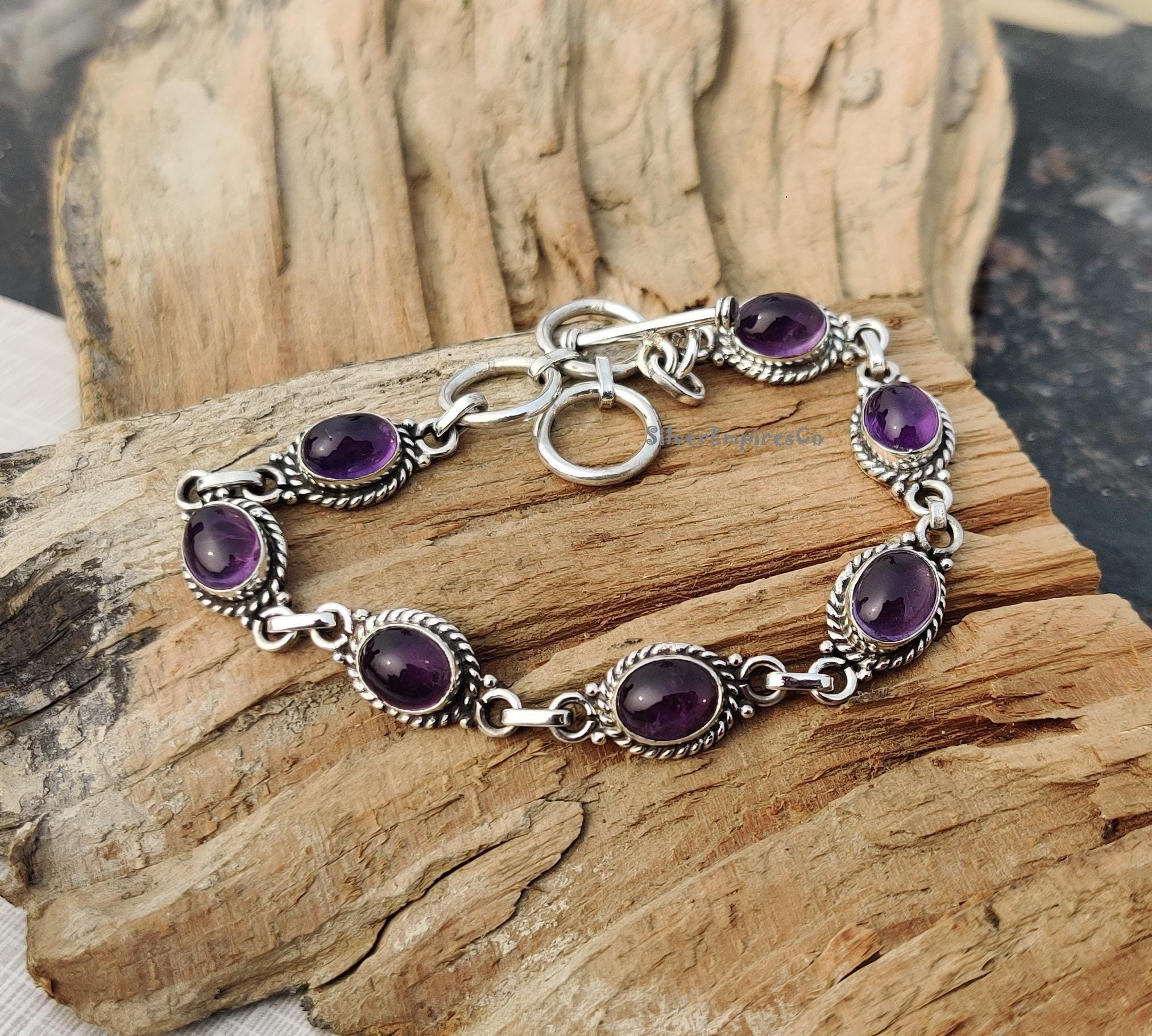Bracelet En Calcédoine & Améthyste - Plaqué Or 18 Carats - Bijouxia - Neuf Avec étiquettes