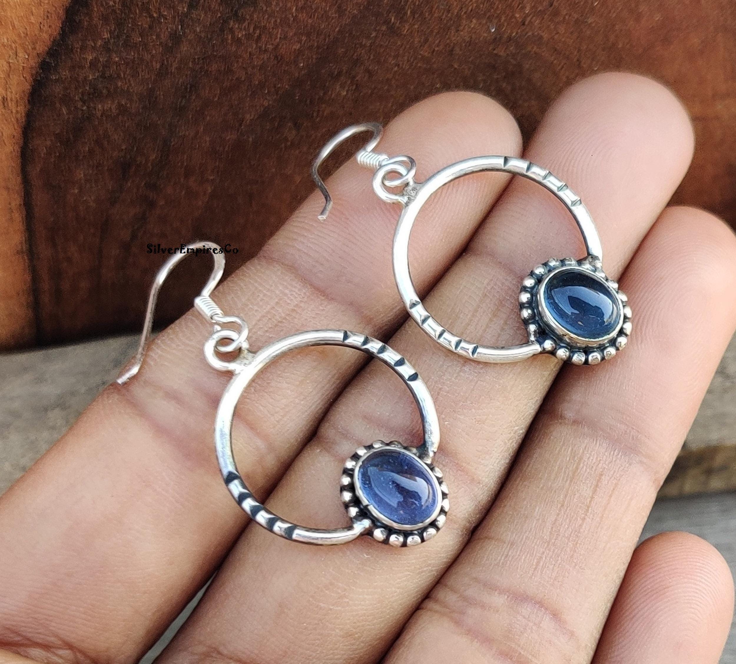 Kyanite Gemstone Earring, Solid 925 Sterling Silver, Handmade Jewelry, Oval Shape, Boho & Hippies Earring,Dangle Drop Earring,Gift For Her.