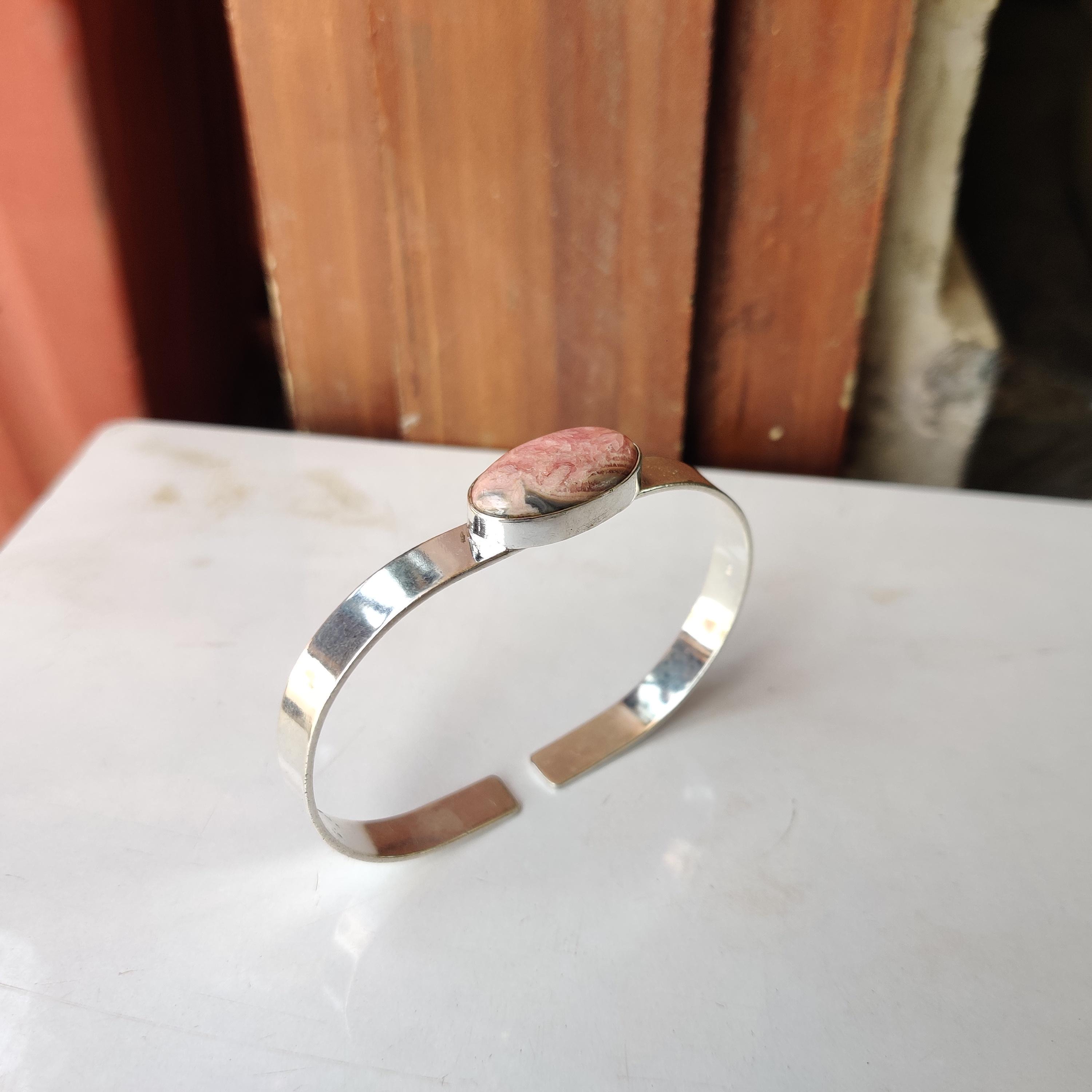 Rhodochrosite Bangle, 925 Sterling Bangle, Handmade Bangle 