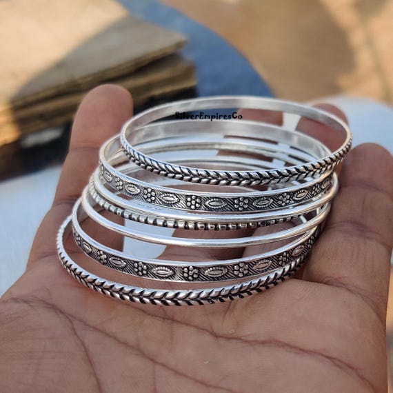 Designer 7 Bangle Set, 925 Sterling Silver, Handmade Jewelry