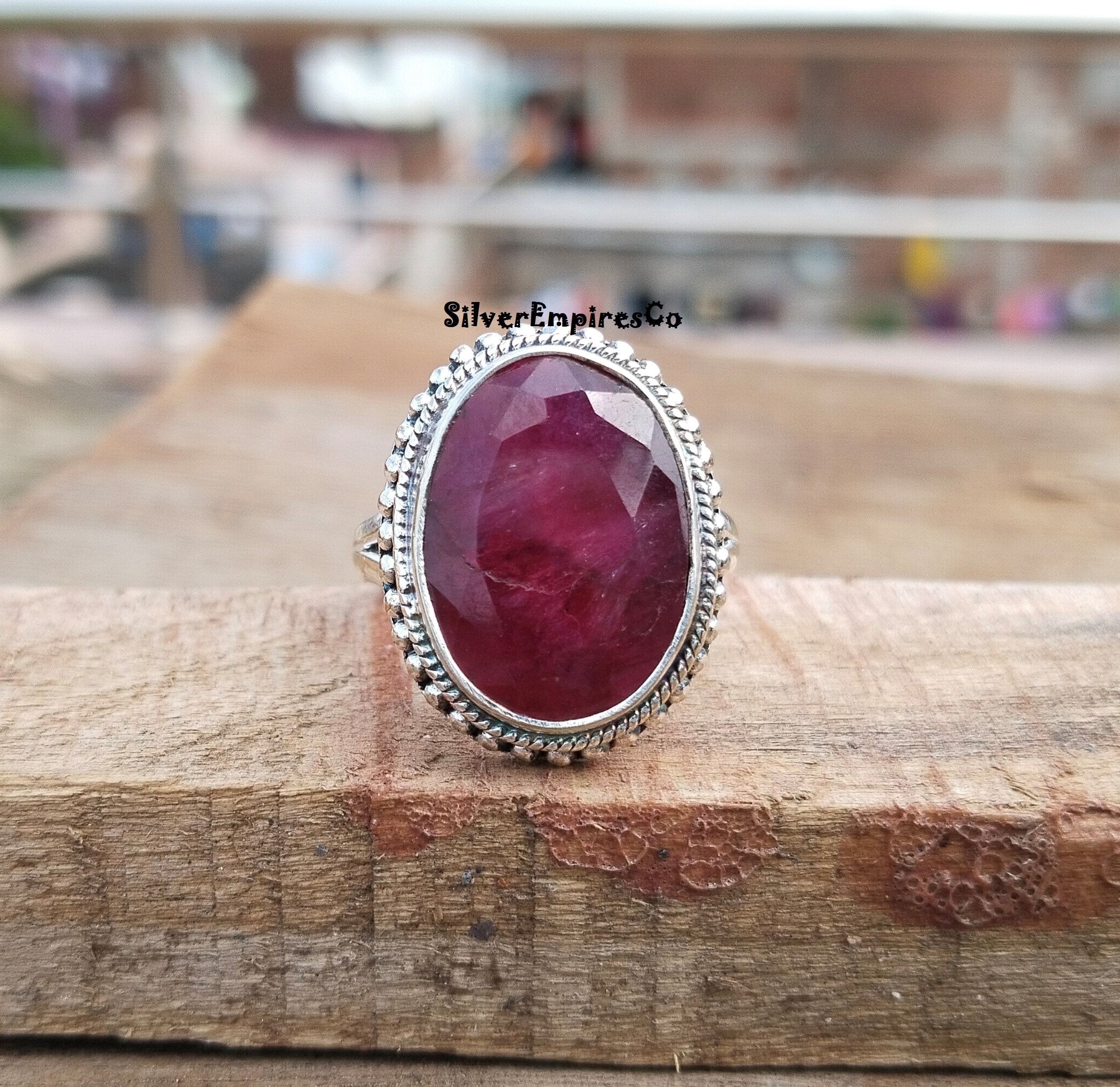 Natural Ruby Ring, 925 Sterling Silver Ring, Gemstone Ring