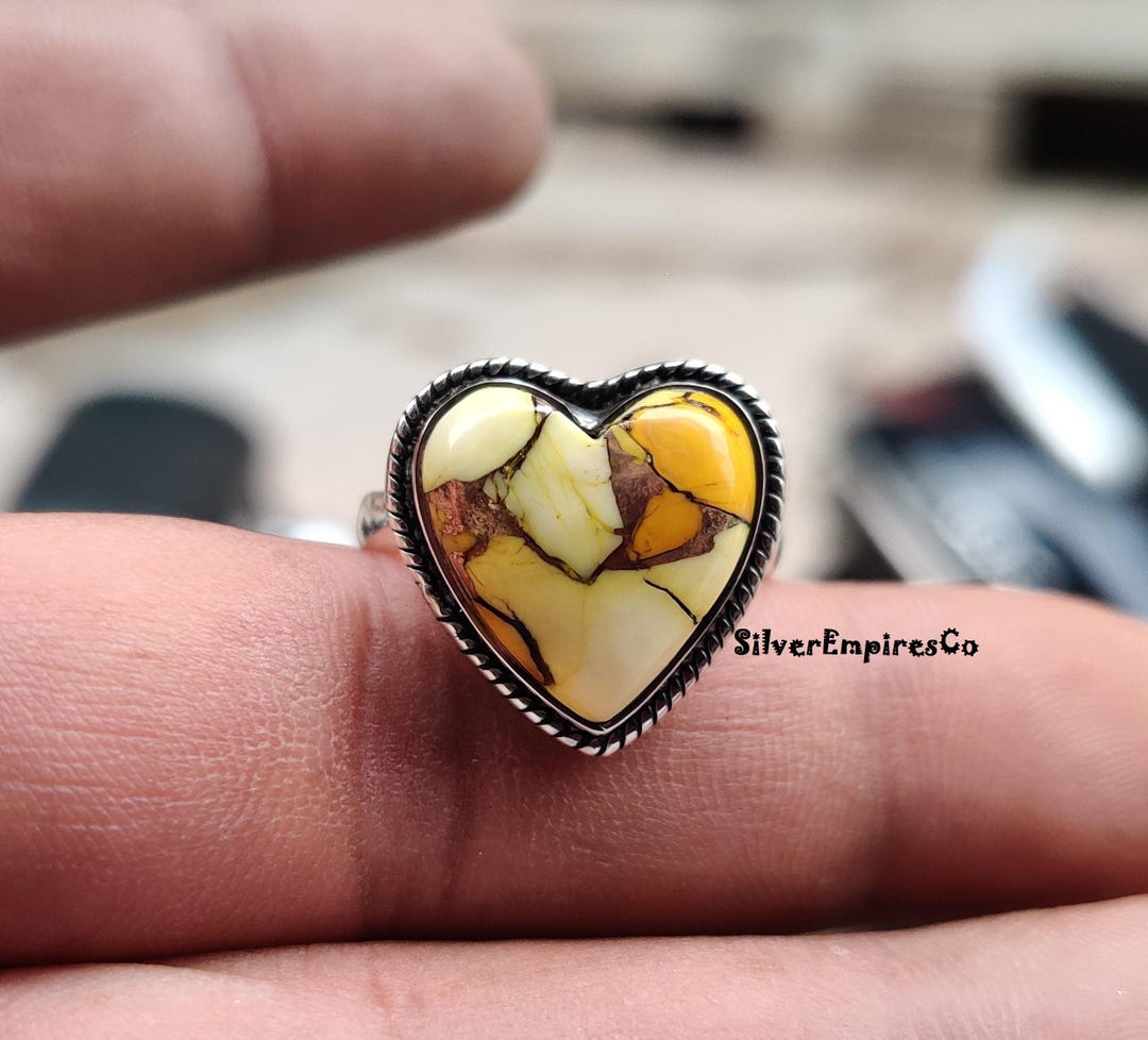 Honey Dahlia Turquoise Ring, With 925 Sterling Silver, Heart Shape