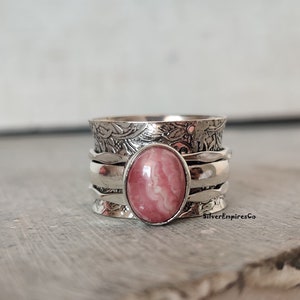Rhodochrosite Stone Ring - Etsy