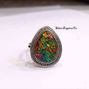 Prachtige ring met dubbele opaal, 925 sterling zilver, peervormige ring, handgemaakte ring, boho-sieraad, cadeau voor vrouwen.