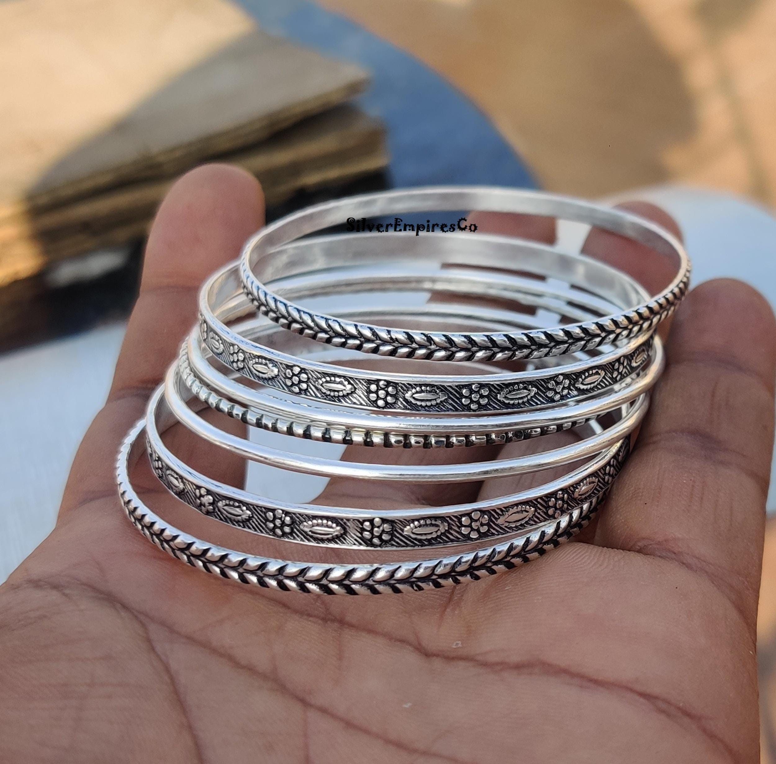 Designer 7 Bangle Set, 925 Sterling Silver, Handmade Jewelry