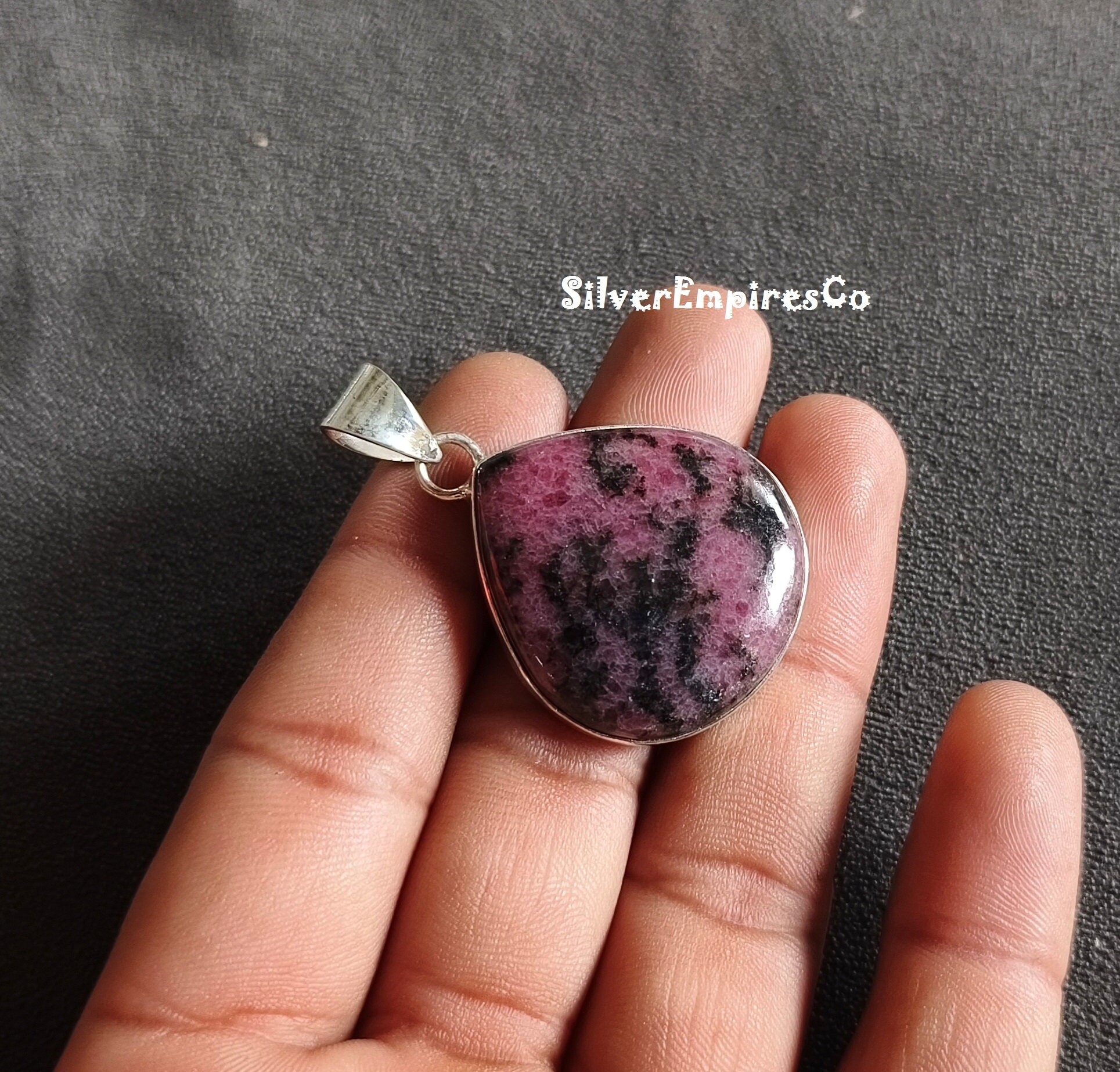 Natural Rhodonite Pendant, 925 Sterling Silver, Gemstone Pendant, Rhodonite Jewelry, Anniversary Gift, Engagement Gift, Wedding Jewelry S60