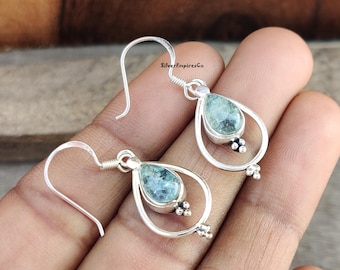 Aquamarine Gemstone, 925 Sterling Silver Earrings, Handmade Earrings, Aquamarine Jewelry, March Birthstone Earrings, Designer Earring Gifted