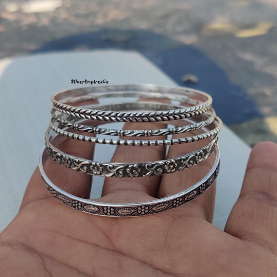 Designer Silver Bangle, 925 Sterling Silver, Handmade Silver