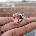 Unique Red Dahlia Turquoise Gemstone Ring, Solid 925 Sterling Silver, Handmade Jewelry, Heart Shape Ring, Gift For Love, Beautiful Ring.