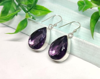 Natural Amethyst Gemstone Earring, Handmade Earring, 925 Solid Sterling Silver Earring, Birthstone Earring,Luxury Gemstone,Beautiful Earring