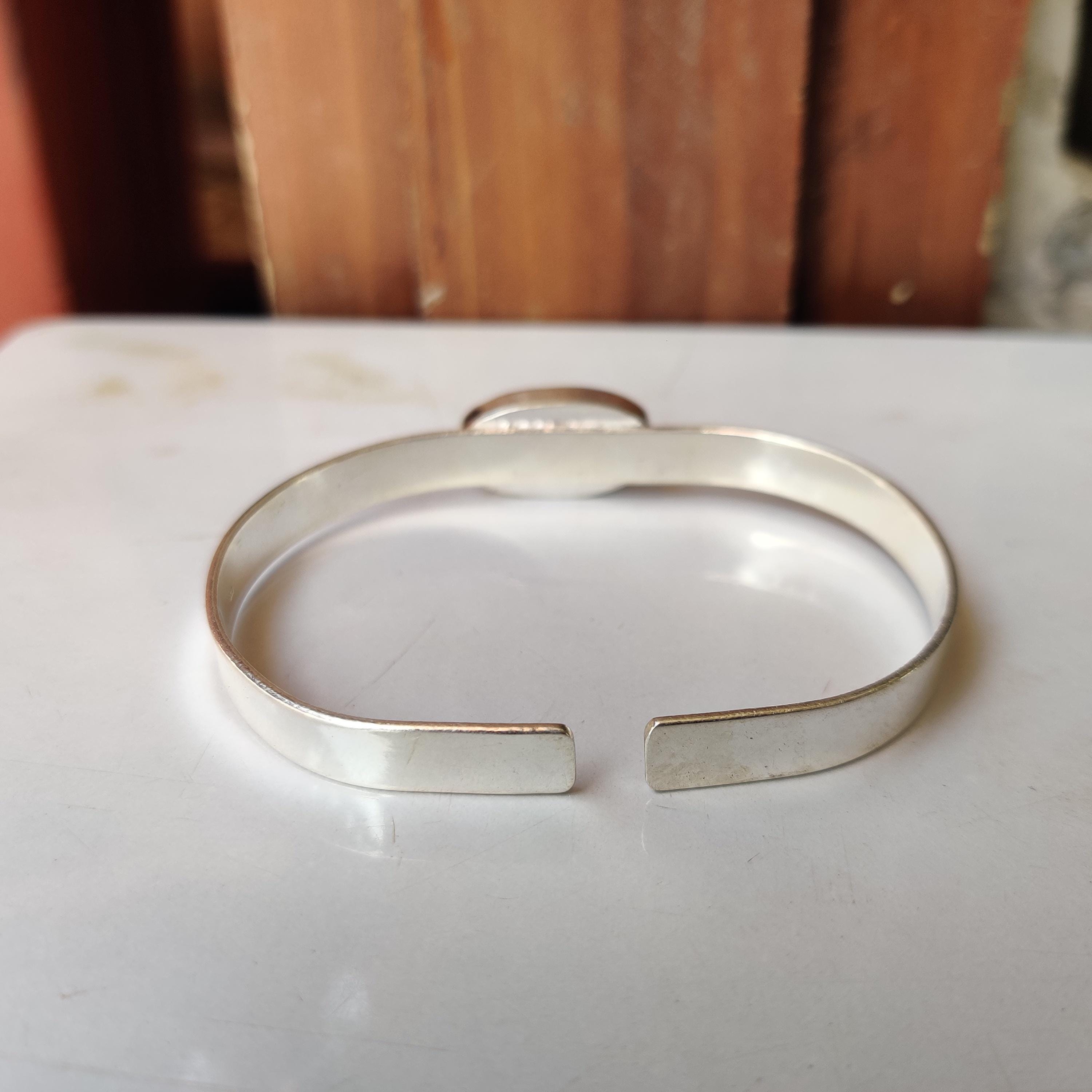 Rhodochrosite Bangle, 925 Sterling Bangle, Handmade Bangle 