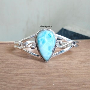 Larimar Handmade Bangle, Gemstone 925 Sterling Silver Bangle, Women Bangle,  Amazing Quality Bangle, Wonderful Bangle, Silver Jewelry Item's